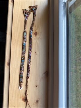 Beaded Multicolor Braided Leather Wrap I Watch band